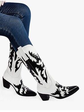 Western Cowboy Boots Pointed Toe Mid-Calf Pre-loved Size 8 Country Southern Girl